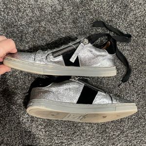 Silver and black suede Dolce Vita fashion sneakers